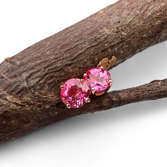 Pink Sapphire Earrings in 18K Rose Gold Vermeil: Perfect Gift - Picture 4 of 12